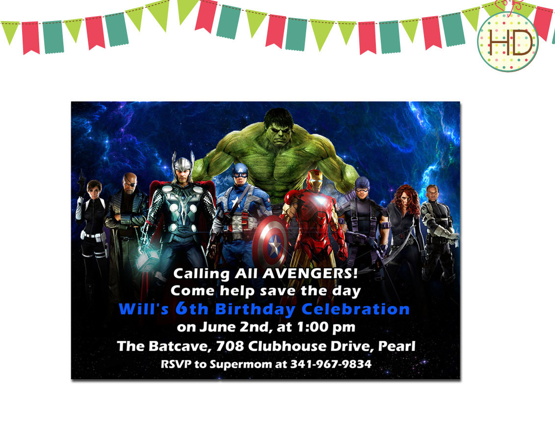Marvel Birthday Invitations
 Avengers Birthday Invitation Avengers Superhero by