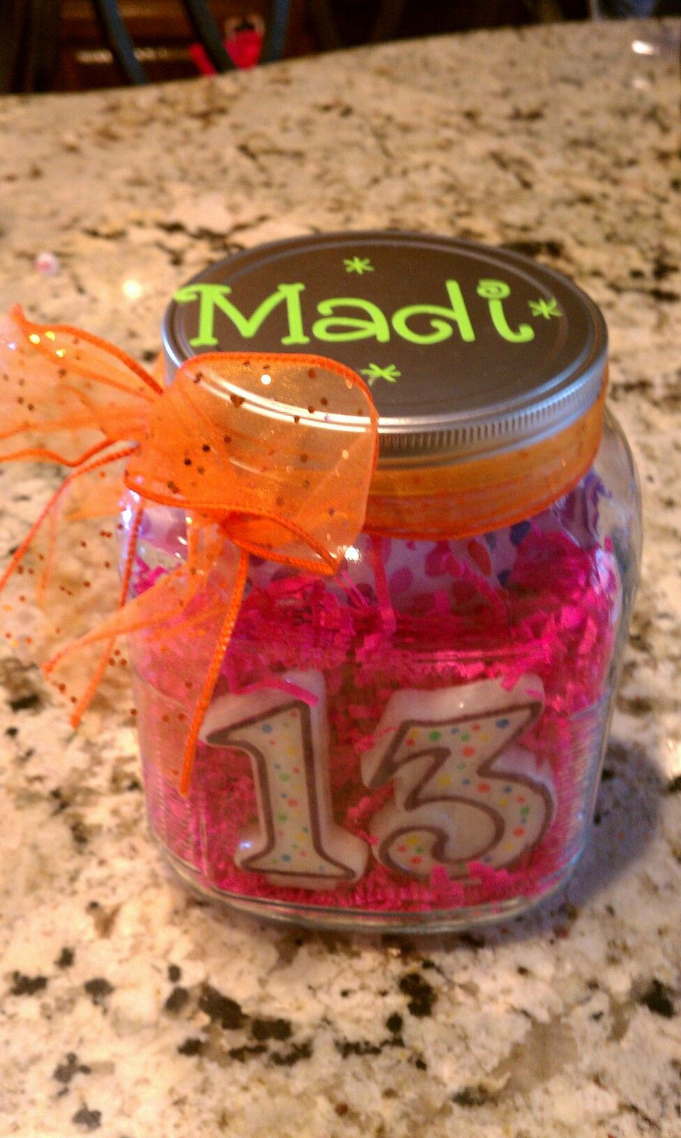 Mason Jar Birthday Gift Ideas
 13th bday party present n jar ay candles t