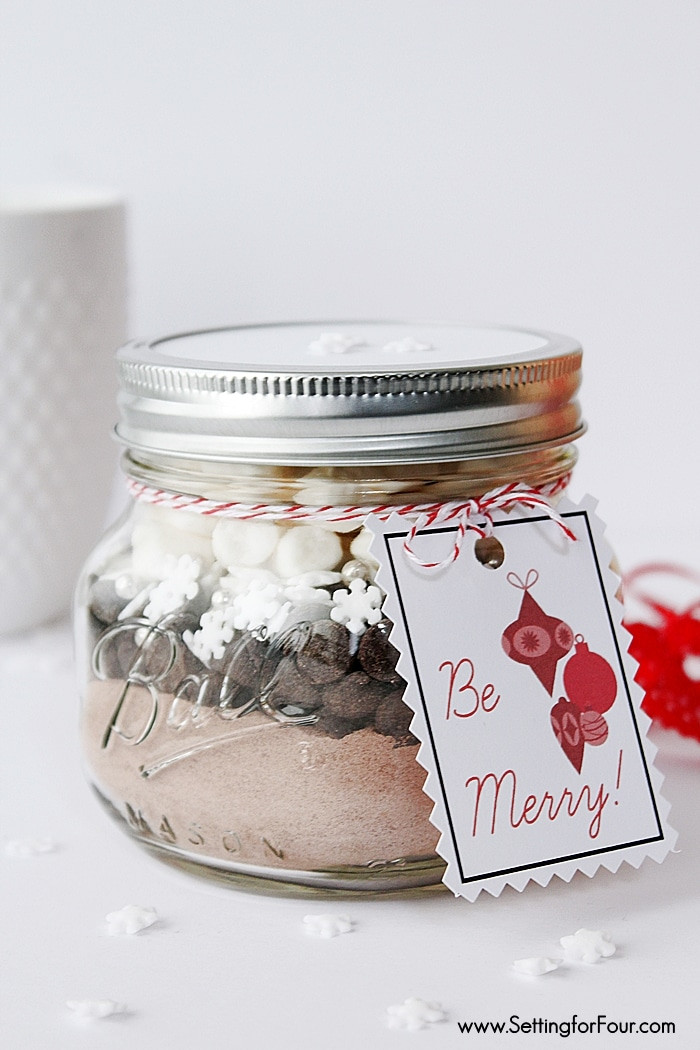 Mason Jar DIY Christmas Gifts
 DIY Mason Jar Gift Snowflake Hot Chocolate Setting for Four