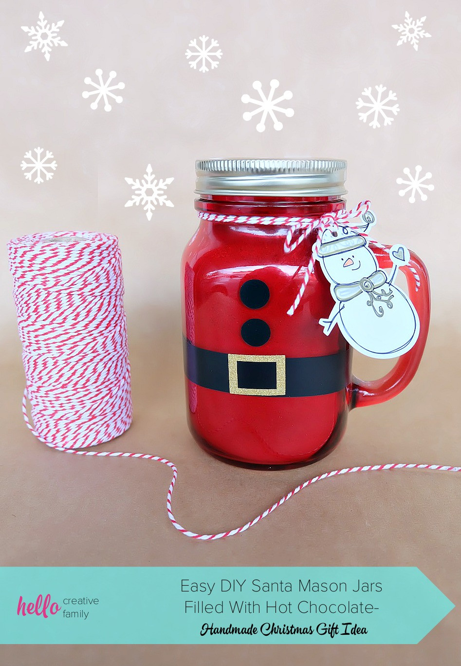 Mason Jar DIY Christmas Gifts
 Easy DIY Santa Mason Jars Filled With Hot Chocolate