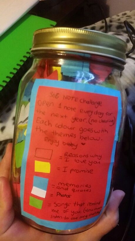 Mason Jar Gift Ideas For Boyfriend
 365 note jar I made for my lover