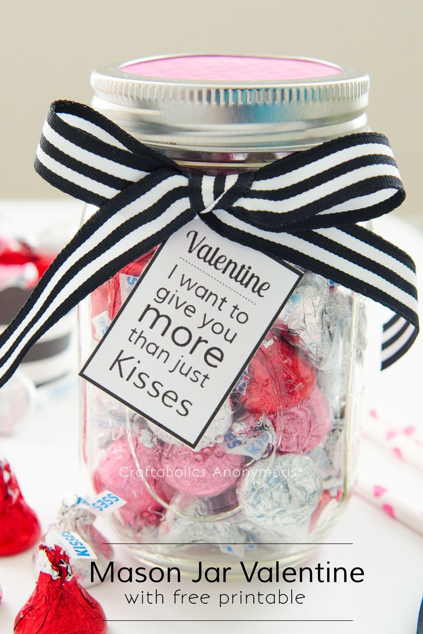 Mason Jar Gift Ideas For Boyfriend
 Mason Jar Valentine with Free Printable