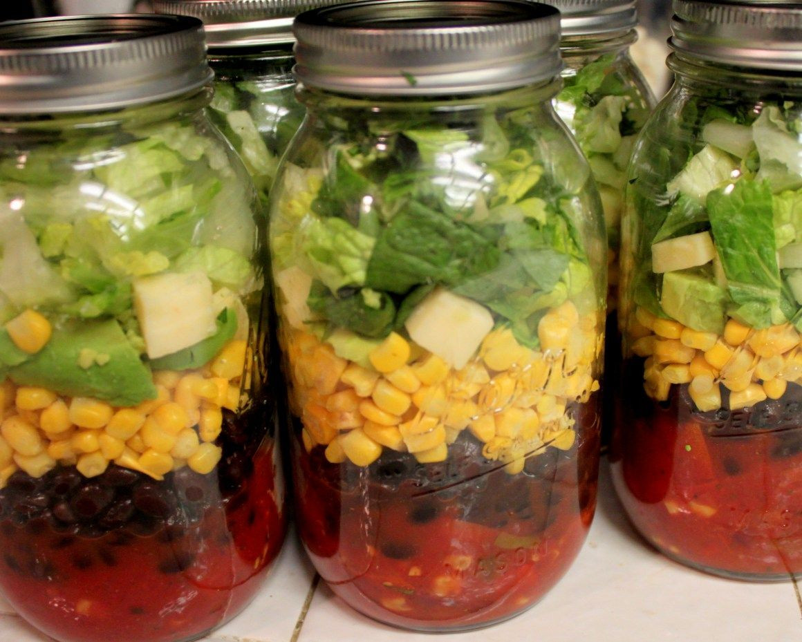 Mason Jar Salad Recipes Low Calorie
 Chopped Southwestern Black Bean and Corn Mason Jar Salads