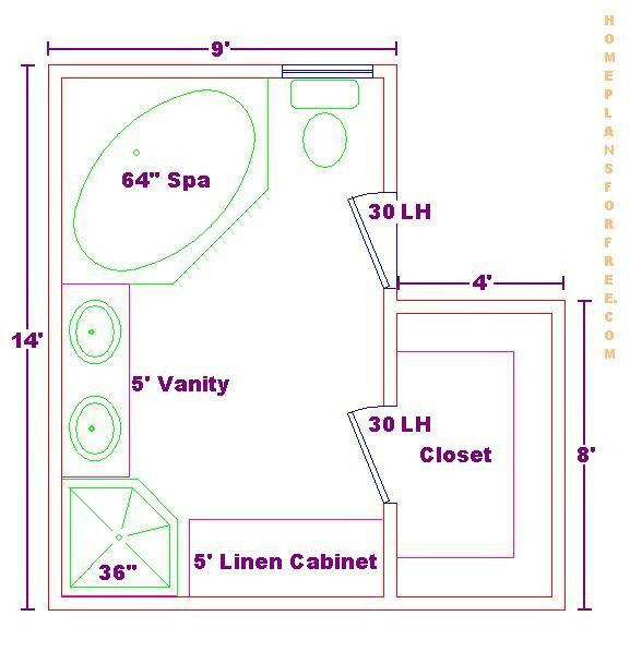 Master Bathroom Dimensions
 Bath Floor Plan with a 9x14 Size