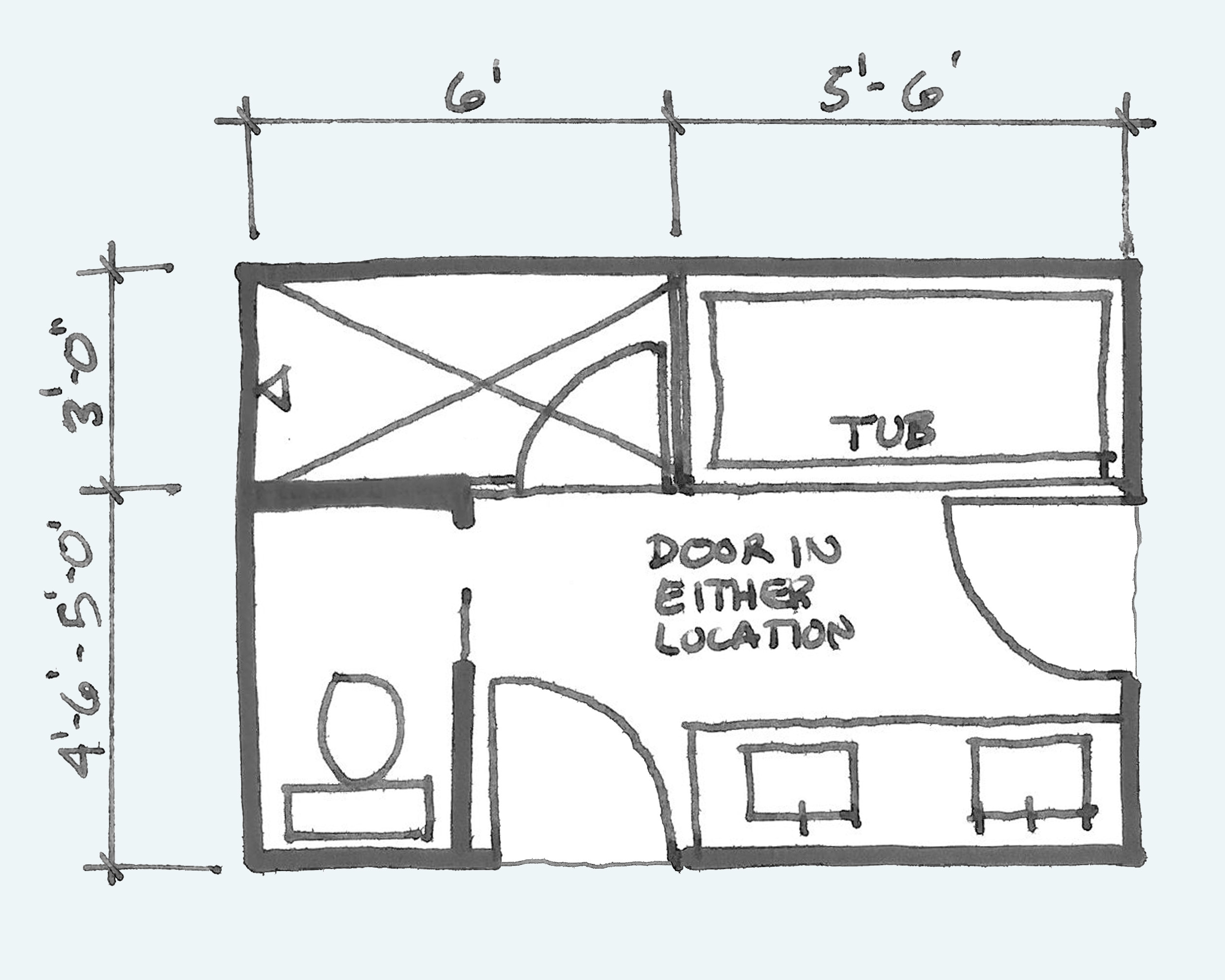 Master Bathroom Dimensions
 mon Bathroom Floor Plans Rules of Thumb for Layout