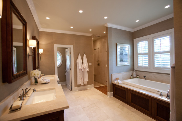 Master Bedroom With Bathroom
 British Colonial Master Suite Traditional Bathroom