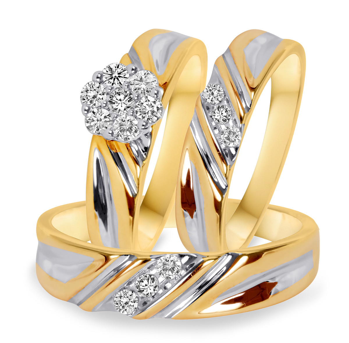 Matching Wedding Ring Sets
 10K Yellow Gold 3 8 CT T W