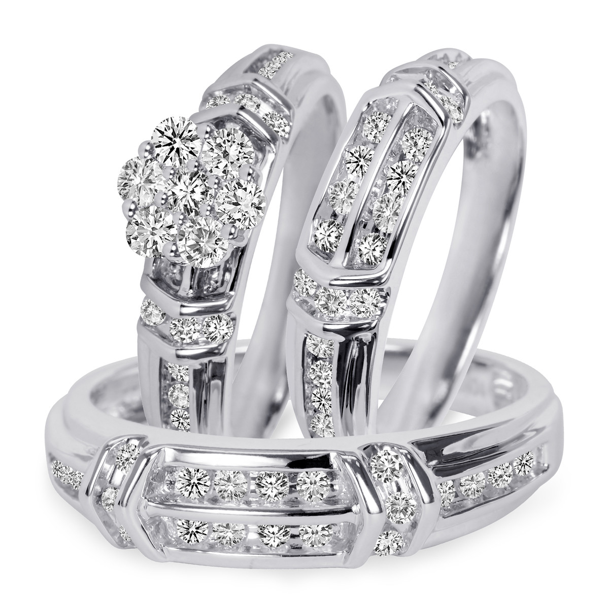 Matching Wedding Ring Sets
 1 1 1 10 Carat T W Diamond Trio Matching Wedding Ring Set