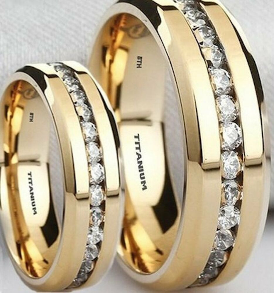 Matching Wedding Ring Sets His And Hers
 His And Hers Titanium Gold MATCHING Wedding Engagement