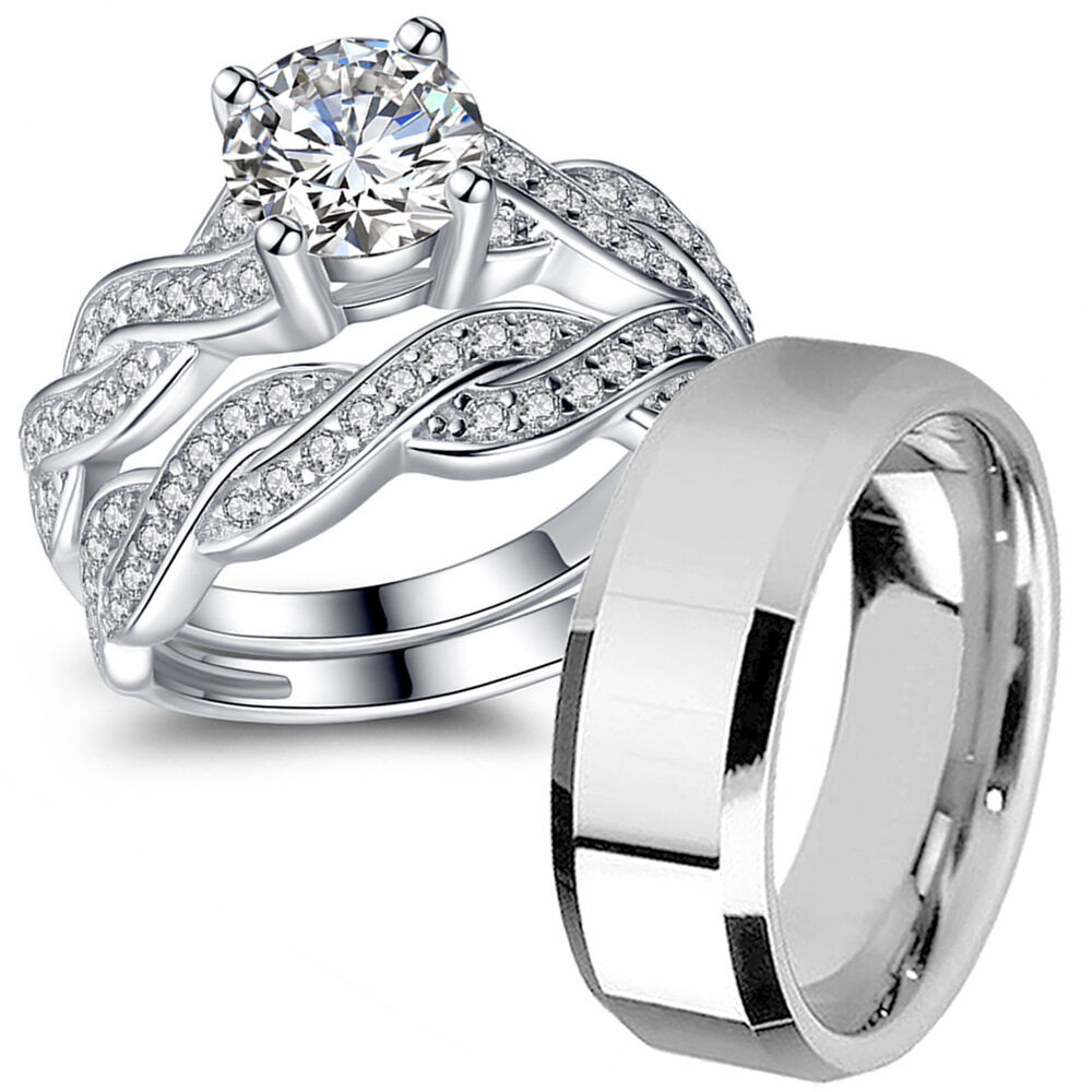 Matching Wedding Ring Sets His And Hers
 His Hers Sterling Silver CZ Infinity Wedding Engagement