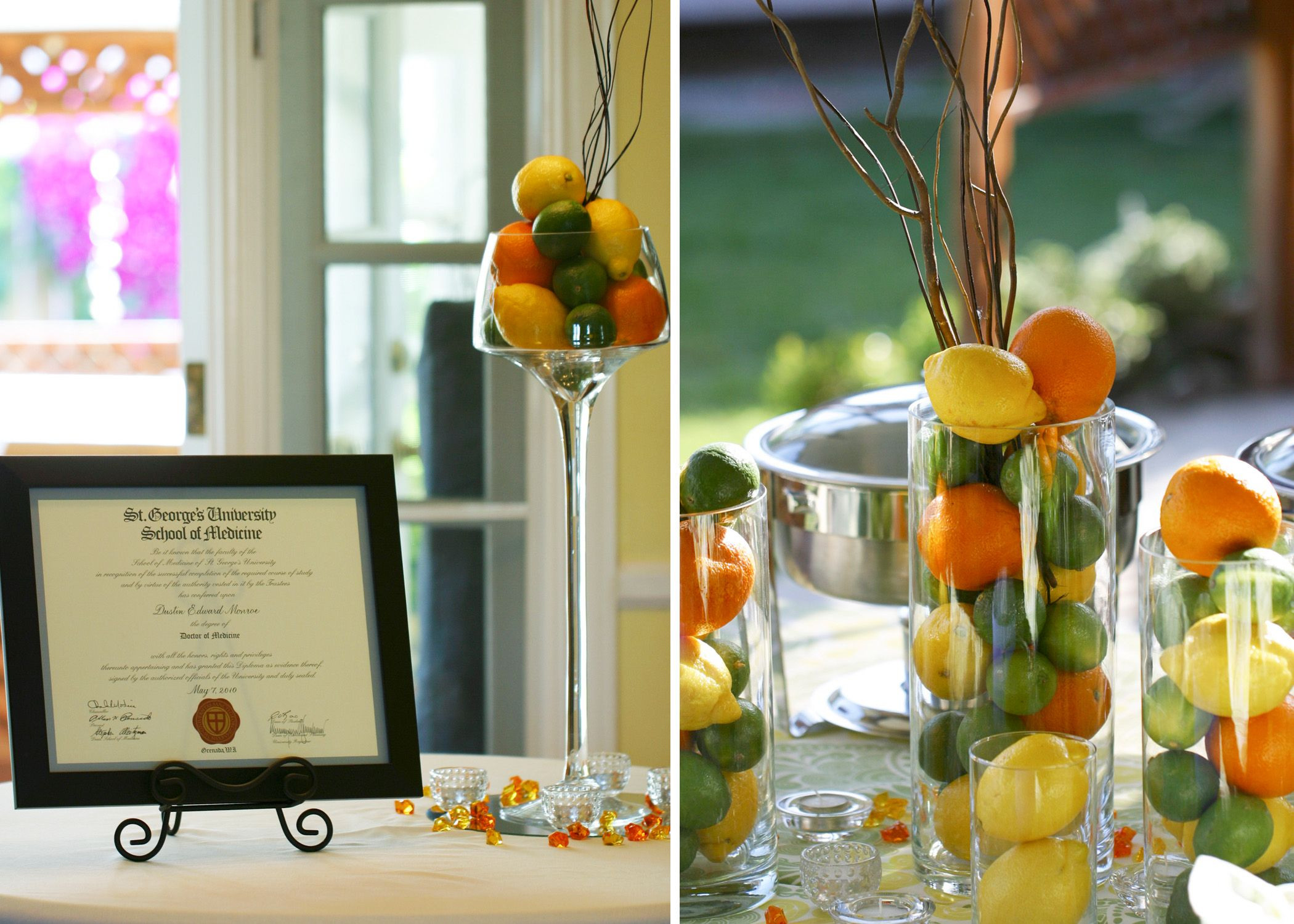 Med School Graduation Party Ideas
 Medical School Graduation Party citrus inspired garden