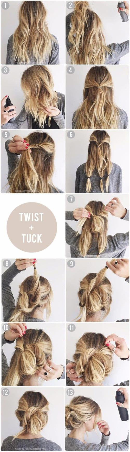 Medium Hairstyles Tutorials
 Top 10 Messy Updo Tutorials For Different Hair Lengths