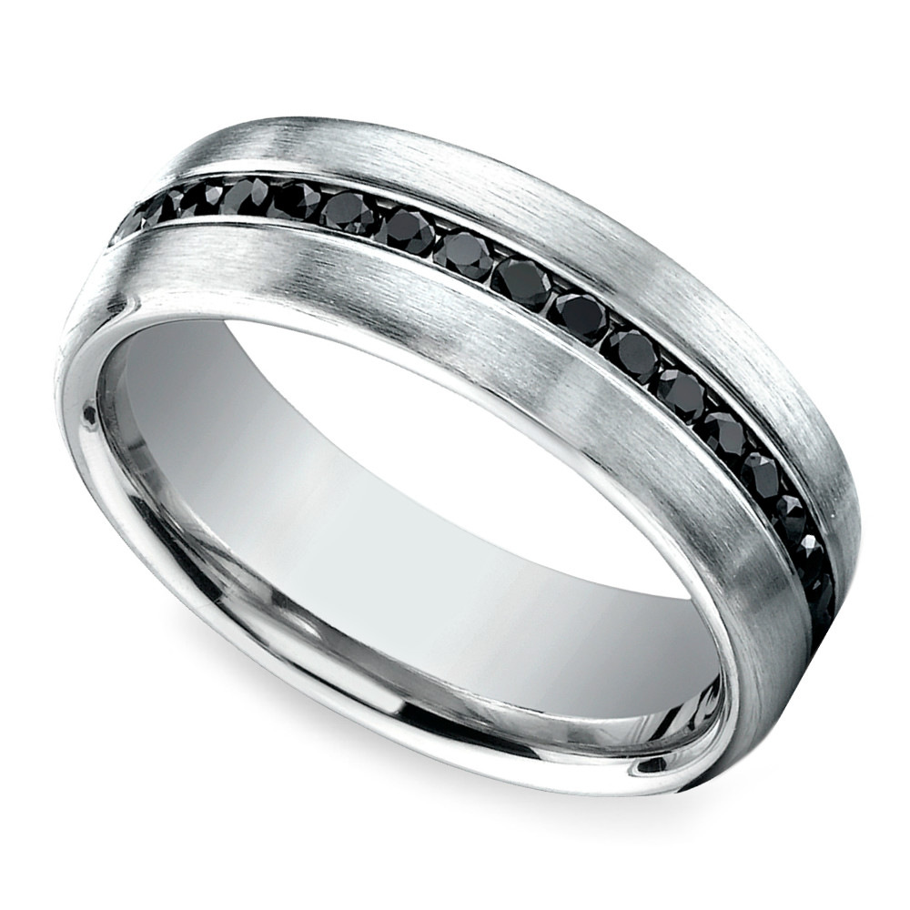 Mens Black Diamond Wedding Band
 Channel Black Diamond Men s Wedding Ring in Platinum