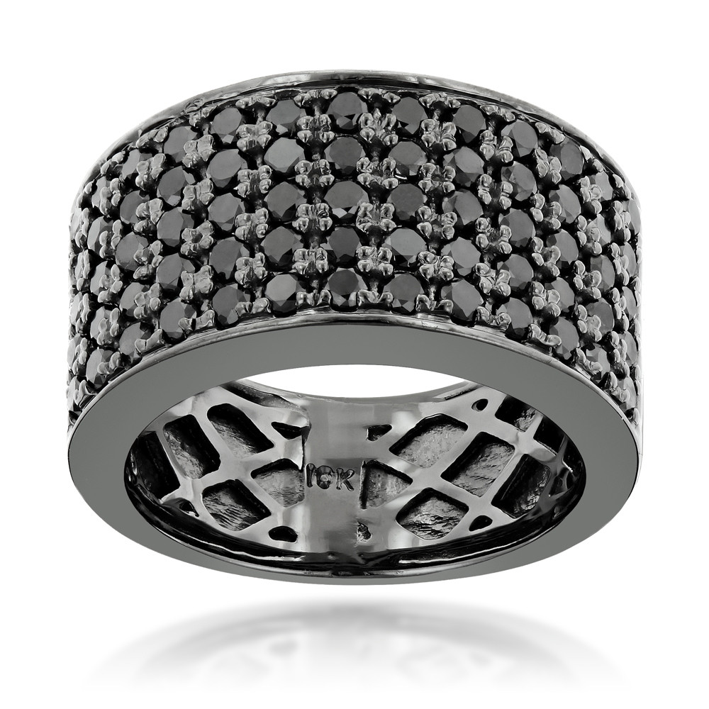 Mens Black Diamond Wedding Band
 Designer 10K Gold Black Diamond Wedding Band for Men 1