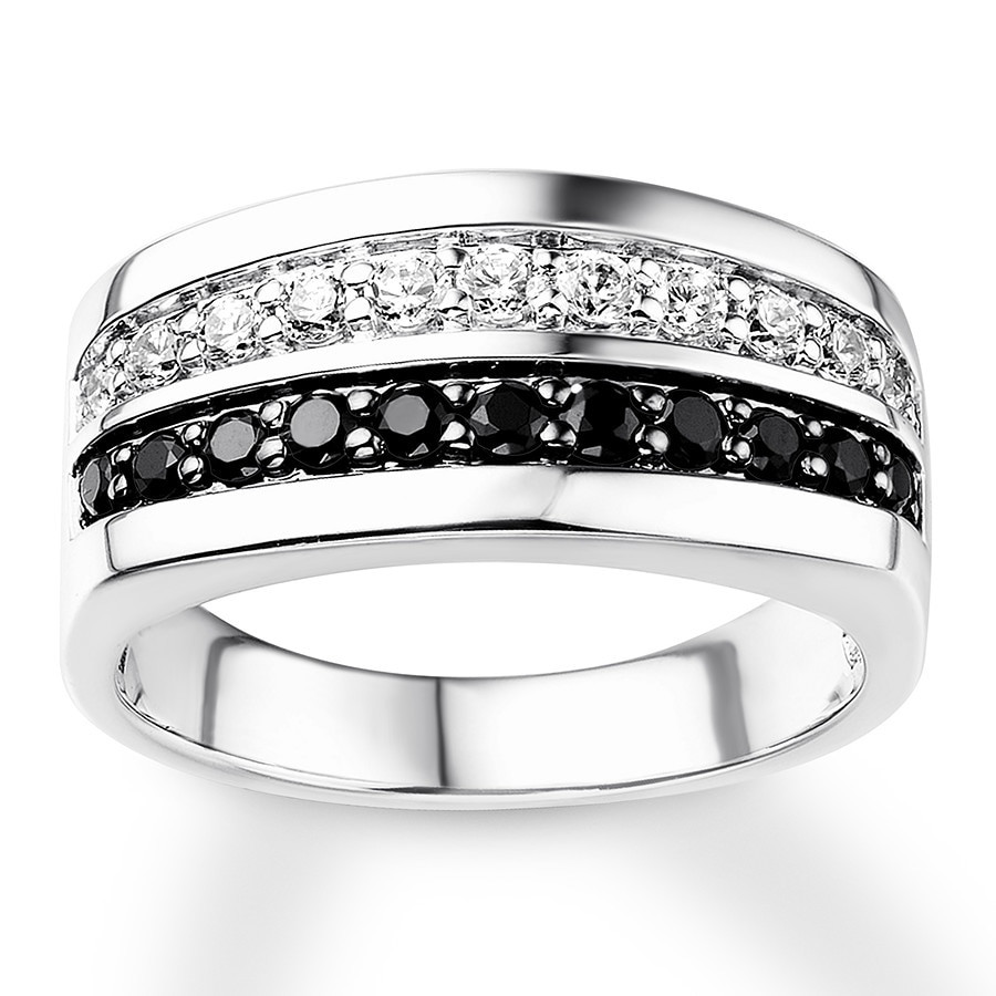 Mens Black Diamond Wedding Band
 Men s Wedding Band 1 ct tw Black Diamonds 10K White Gold