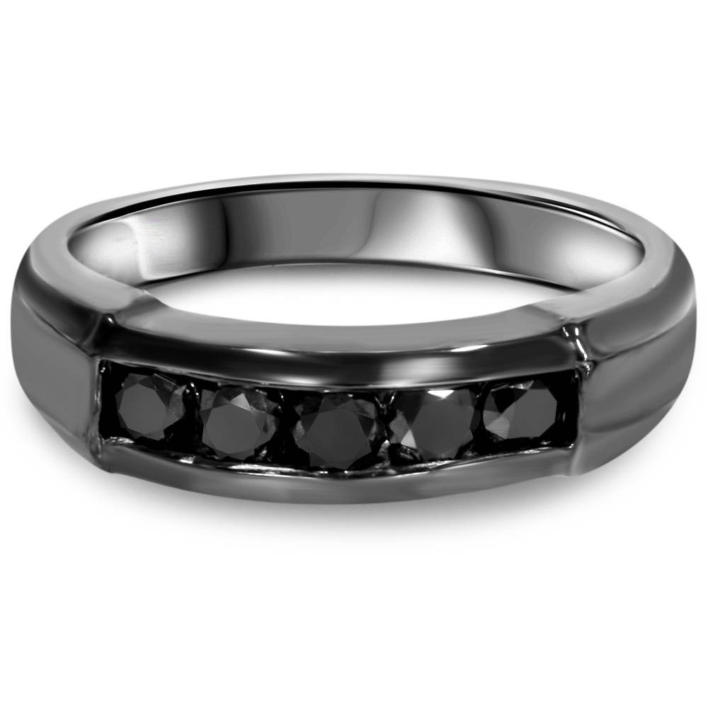 Mens Black Diamond Wedding Band
 1 2ct Treated Black Diamond Mens Wedding Band 10K Black