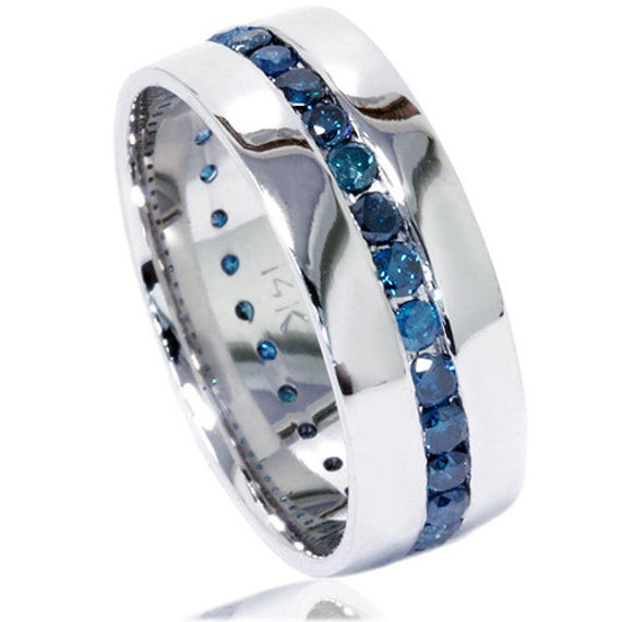 Mens Blue Diamond Wedding Band
 Blue Diamond Ring Mens Blue Diamond Wedding Ring 1 25CT Blue
