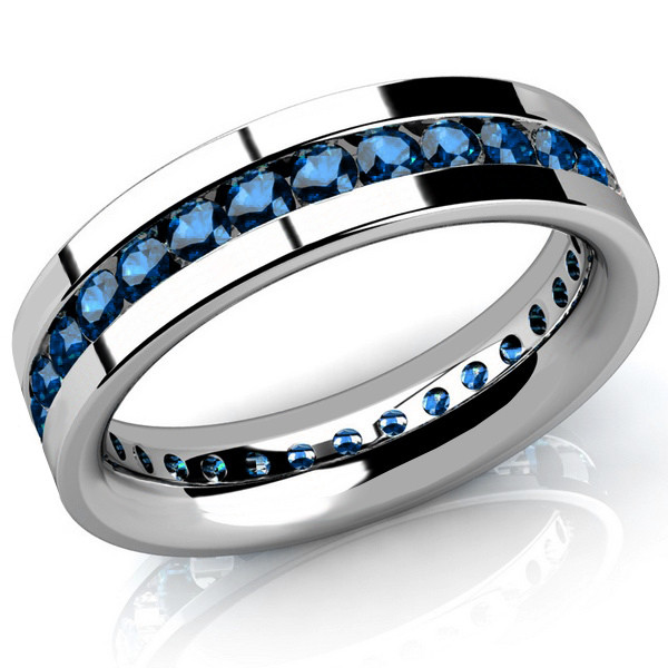 Mens Blue Diamond Wedding Band
 Channel Set Blue Diamond Men s Eternity Wedding Band Ring