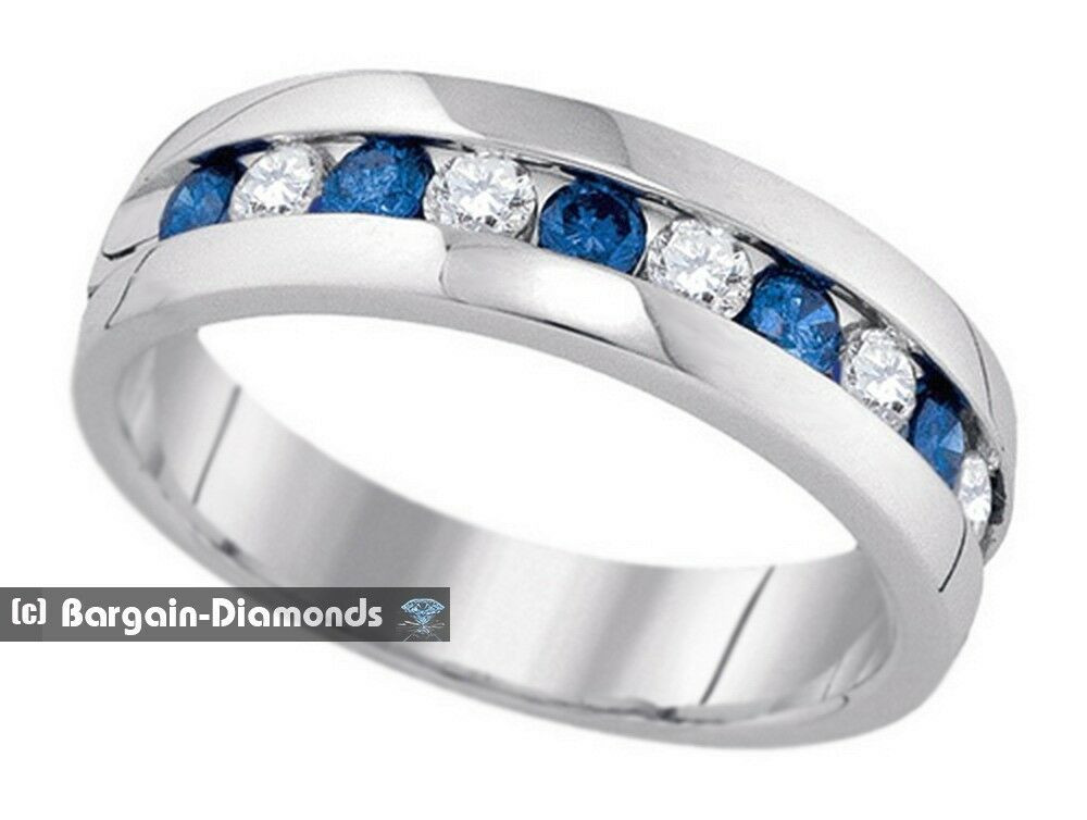 Mens Blue Diamond Wedding Band
 mens blue diamond 1 0 carat wedding ring 10K gold band