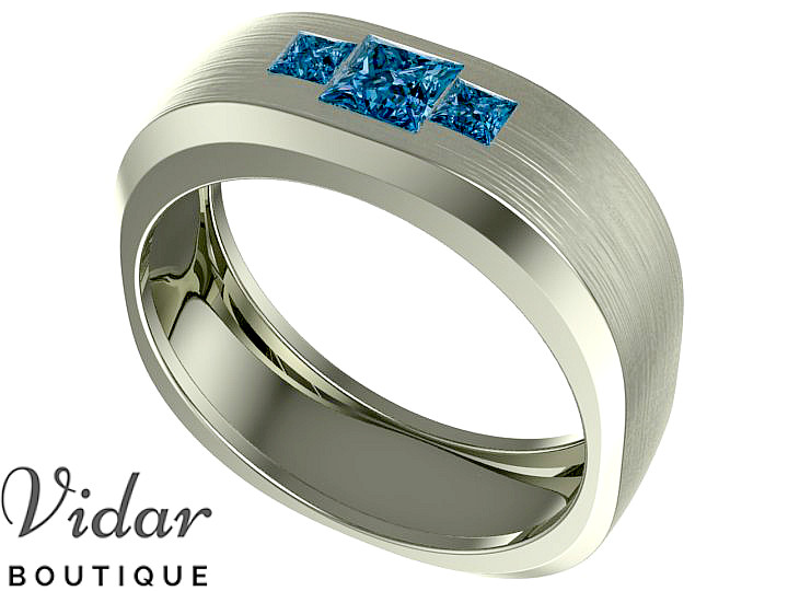 Mens Blue Diamond Wedding Band
 Unique Mens Blue Diamond Wedding Band│Vidar Boutique