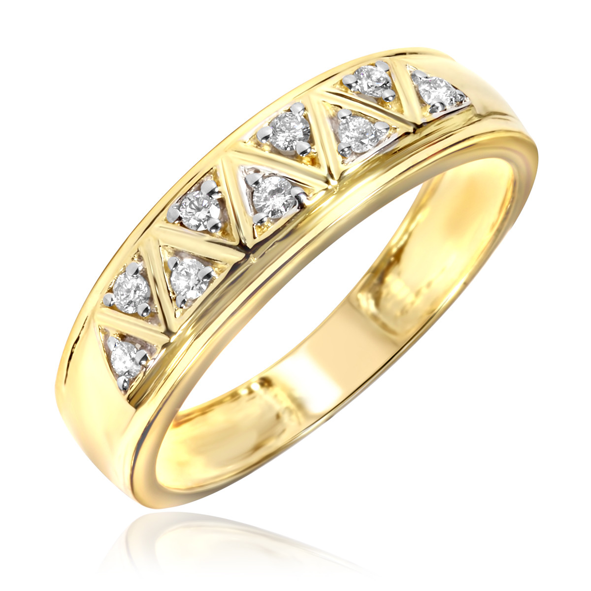 Mens Diamond Wedding Bands Yellow Gold
 1 5 Carat T W Diamond Men s Wedding Ring 10K Yellow Gold