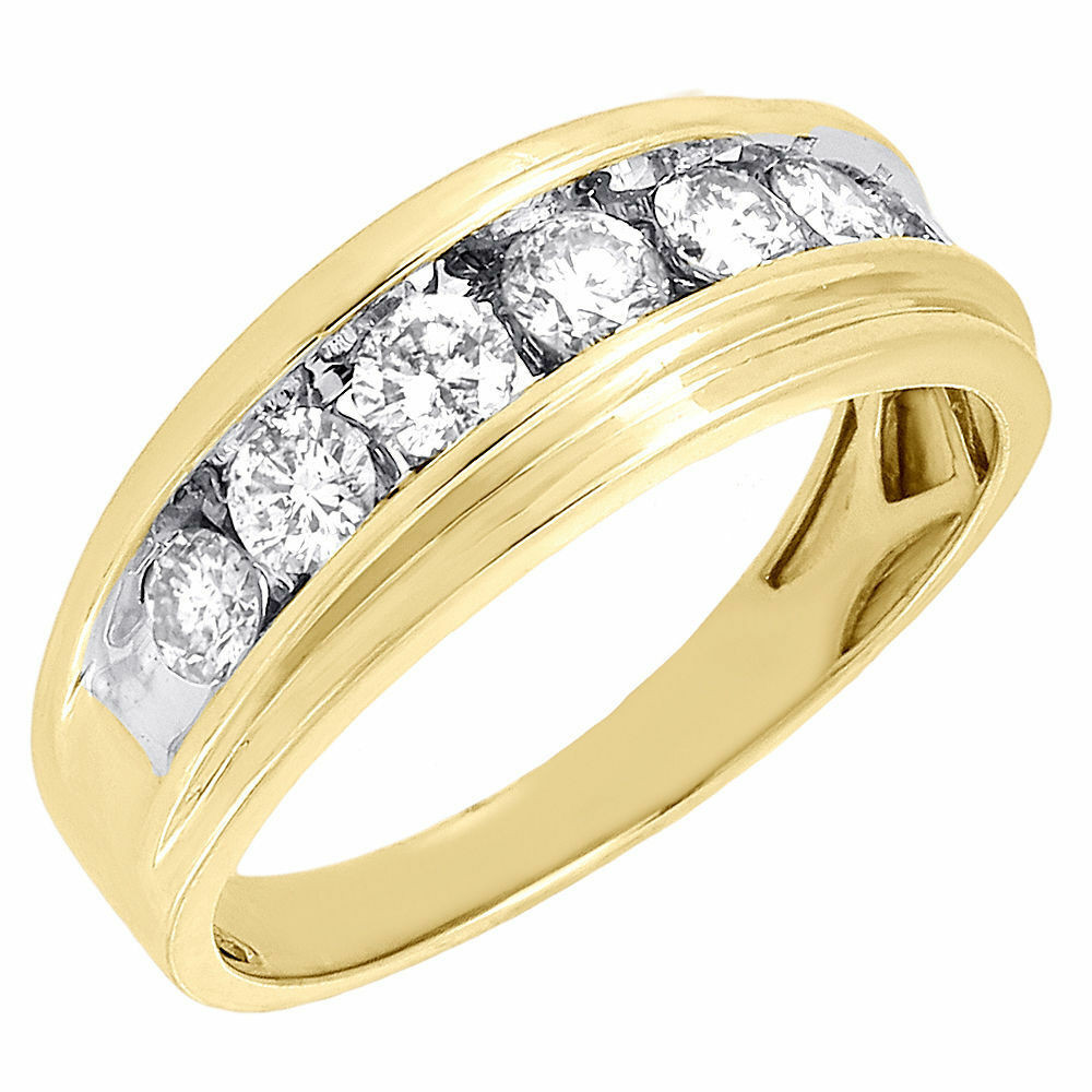 Mens Diamond Wedding Bands Yellow Gold
 10K Mens Yellow Gold 7 Stone Diamond Engagement Ring