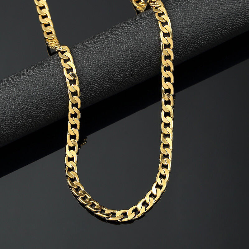Mens Gold Plated Necklace
 Mens 18K Yellow Gold Plated 24in Cuban Chain Necklace 4 7