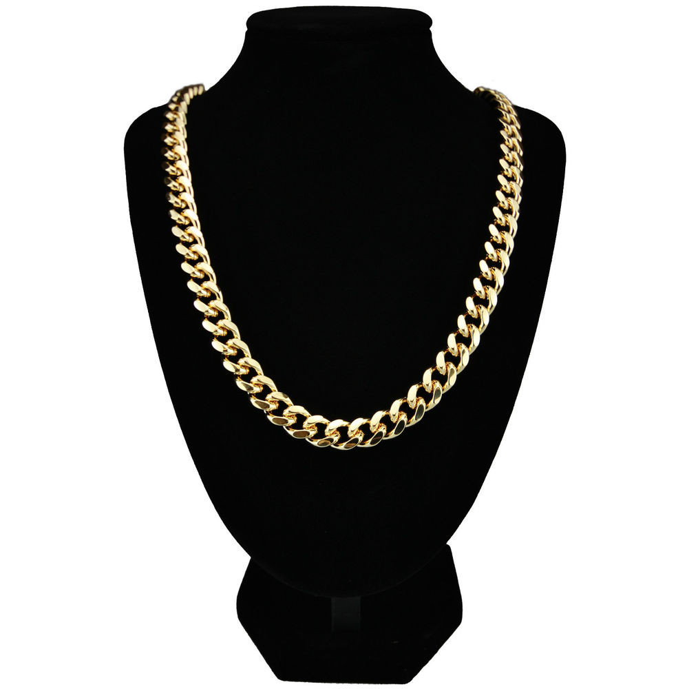 Mens Gold Plated Necklace
 Mens 24k Gold Plated Curb Chain Heavy Necklace 24" & 30