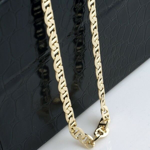 Mens Gold Plated Necklace
 Mens 14K Yellow Gold Plated 24in Mariner Chain Necklace 5