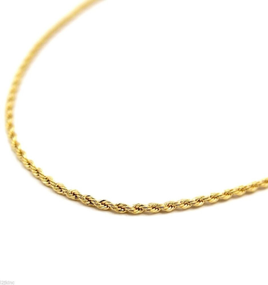 Mens Gold Plated Necklace
 Mens 18K Yellow Gold Plated 22" Inches Rope Chain Necklace