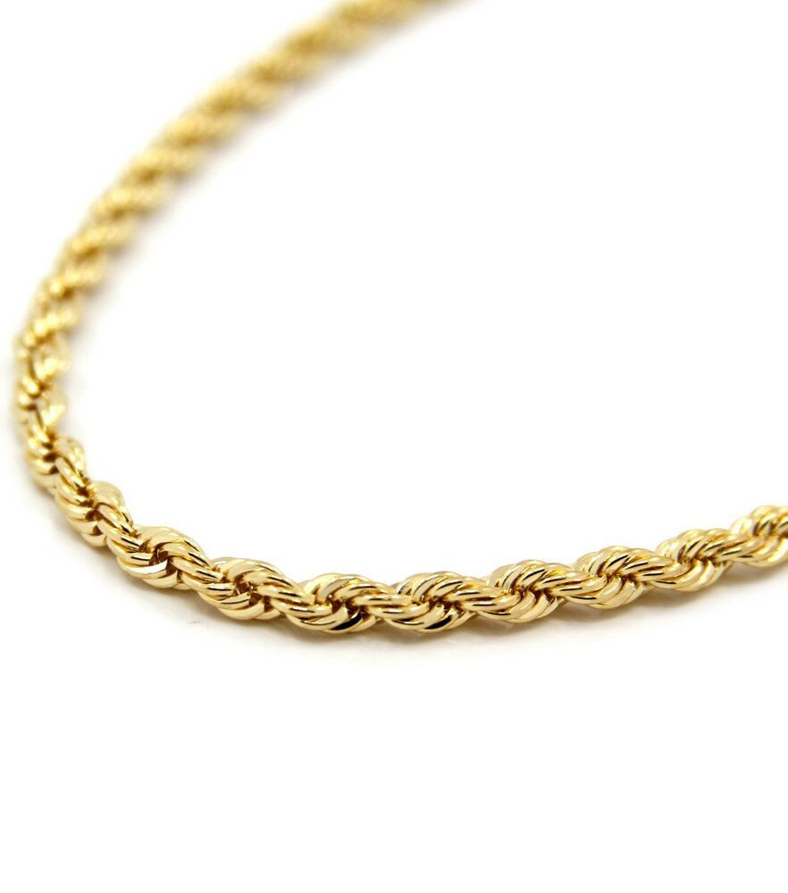Mens Gold Plated Necklace
 Mens 14K Yellow Gold Plated 5mm Rope Chain Necklace 30"