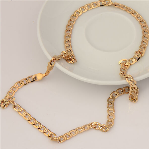 Mens Gold Plated Necklace
 Vintage 18K Gold Plated Mens Necklace Solid Cuban Curb