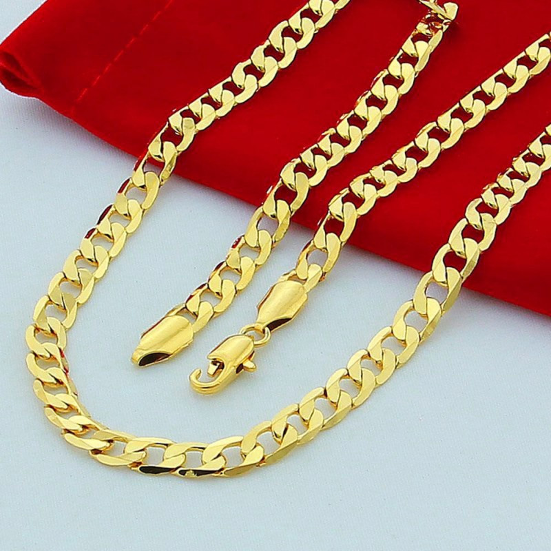 Mens Gold Plated Necklace
 18K Yellow Gold Plated Men Chain Necklace HOT Cool