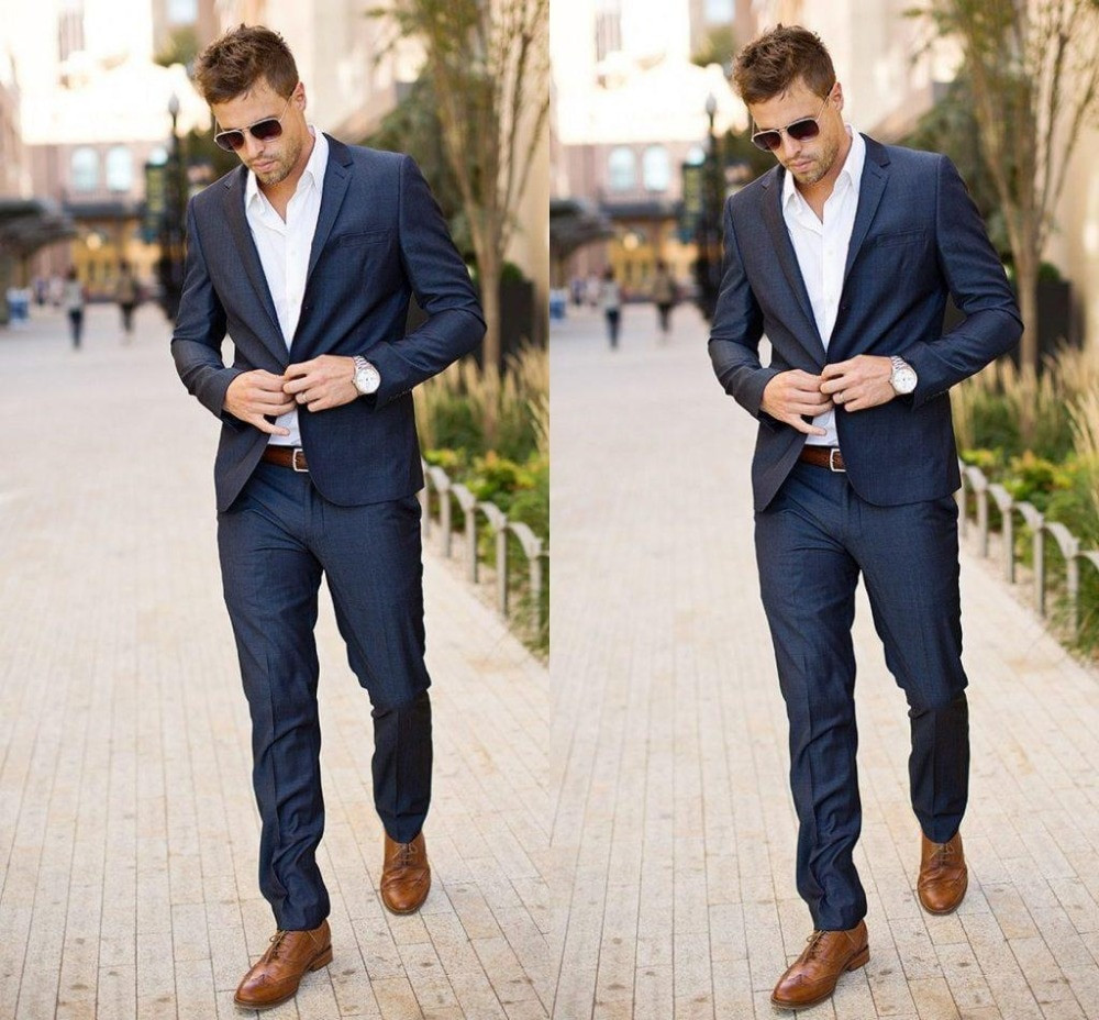 Mens Linen Suits Beach Wedding
 2016 Best Design Men Tuxedos Groomsmen Slim Fit Dark Navy