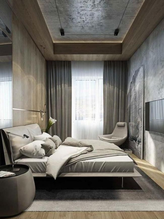 Mens Small Bedroom Ideas
 Cool Masculine Bedroom for Mens Gray Colors with Curtain