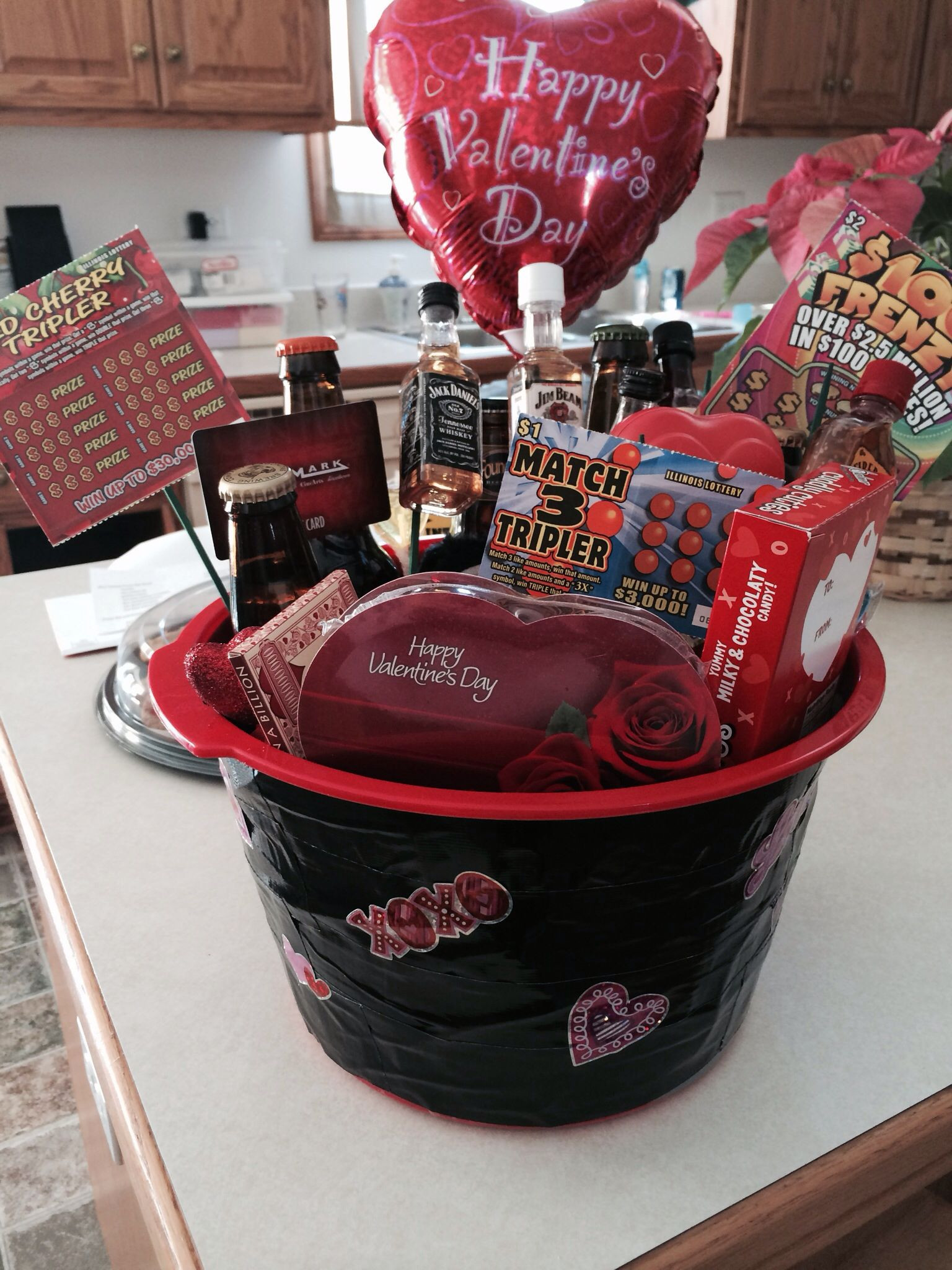 Mens Valentine Gift Basket Ideas
 Valentines day basket for him I used 6 IPA beers