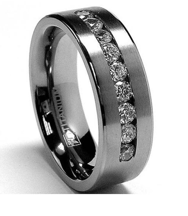 Mens Wedding Bands Size 15
 8 MM Men s Titanium ring wedding band with 9 large Channel