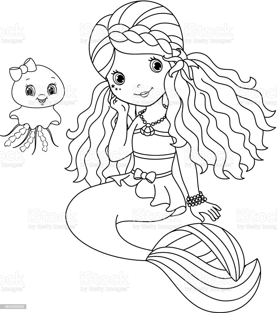 Mermaid Coloring Pages Free Printable
 Mermaid Coloring Page Stock Illustration Download Image