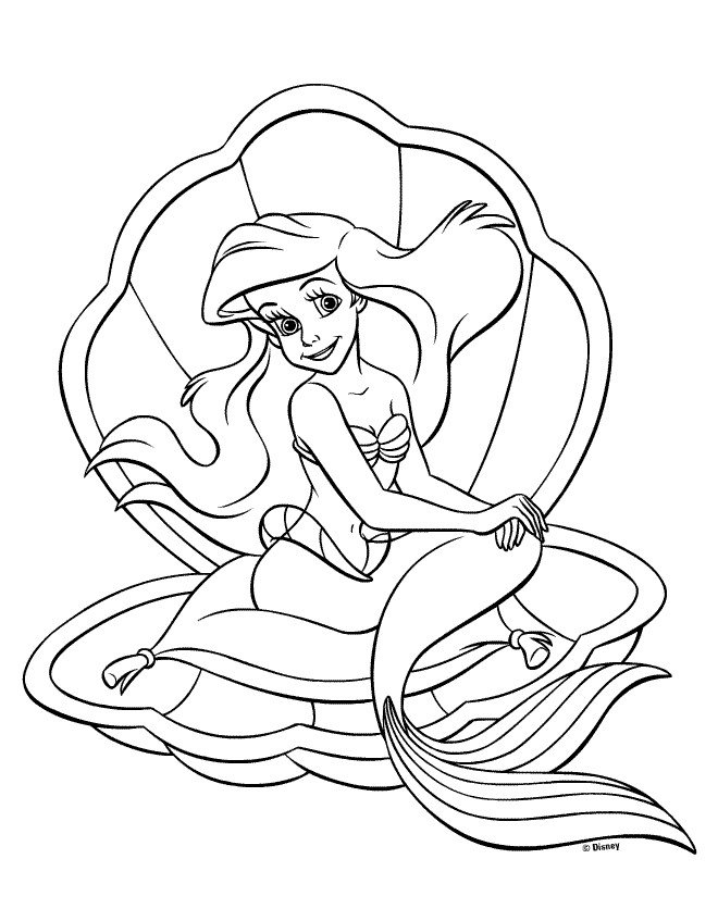 Mermaid Coloring Pages Free Printable
 Litle Mermaid princess Coloring Pages