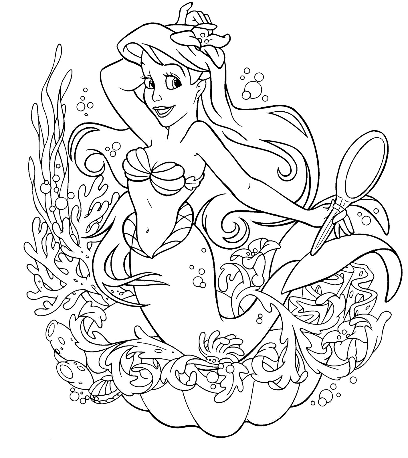 Mermaid Coloring Pages Free Printable
 Mermaid Birthday Party Coloring Pages