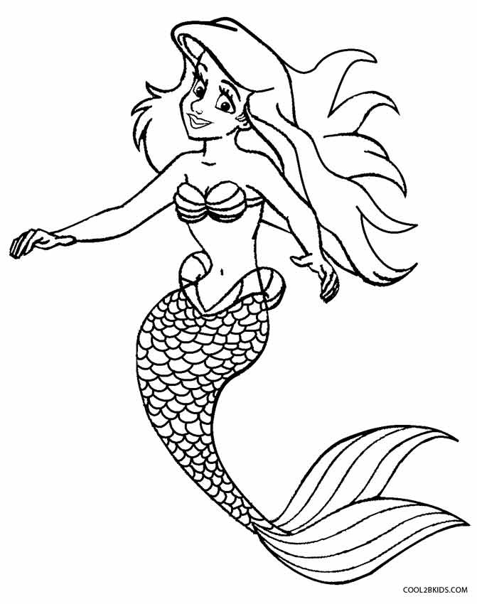 Mermaid Coloring Pages Free Printable
 Printable Mermaid Coloring Pages For Kids
