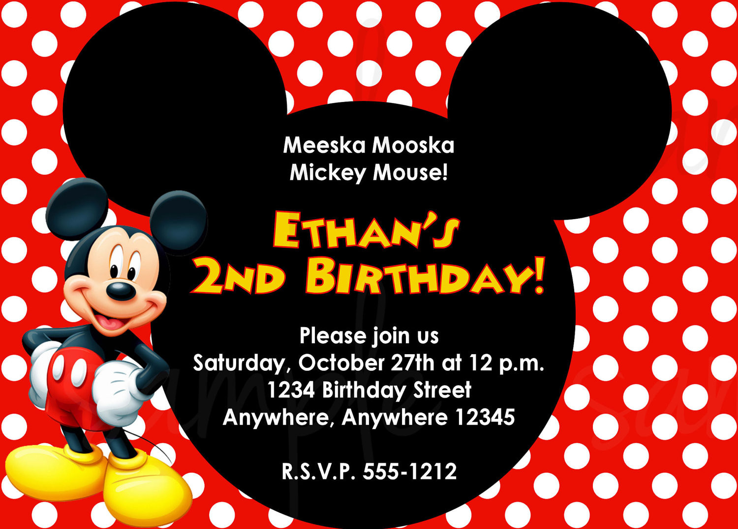 Mickey Mouse Birthday Party Invitations
 Mickey Mouse Birthday Invitation