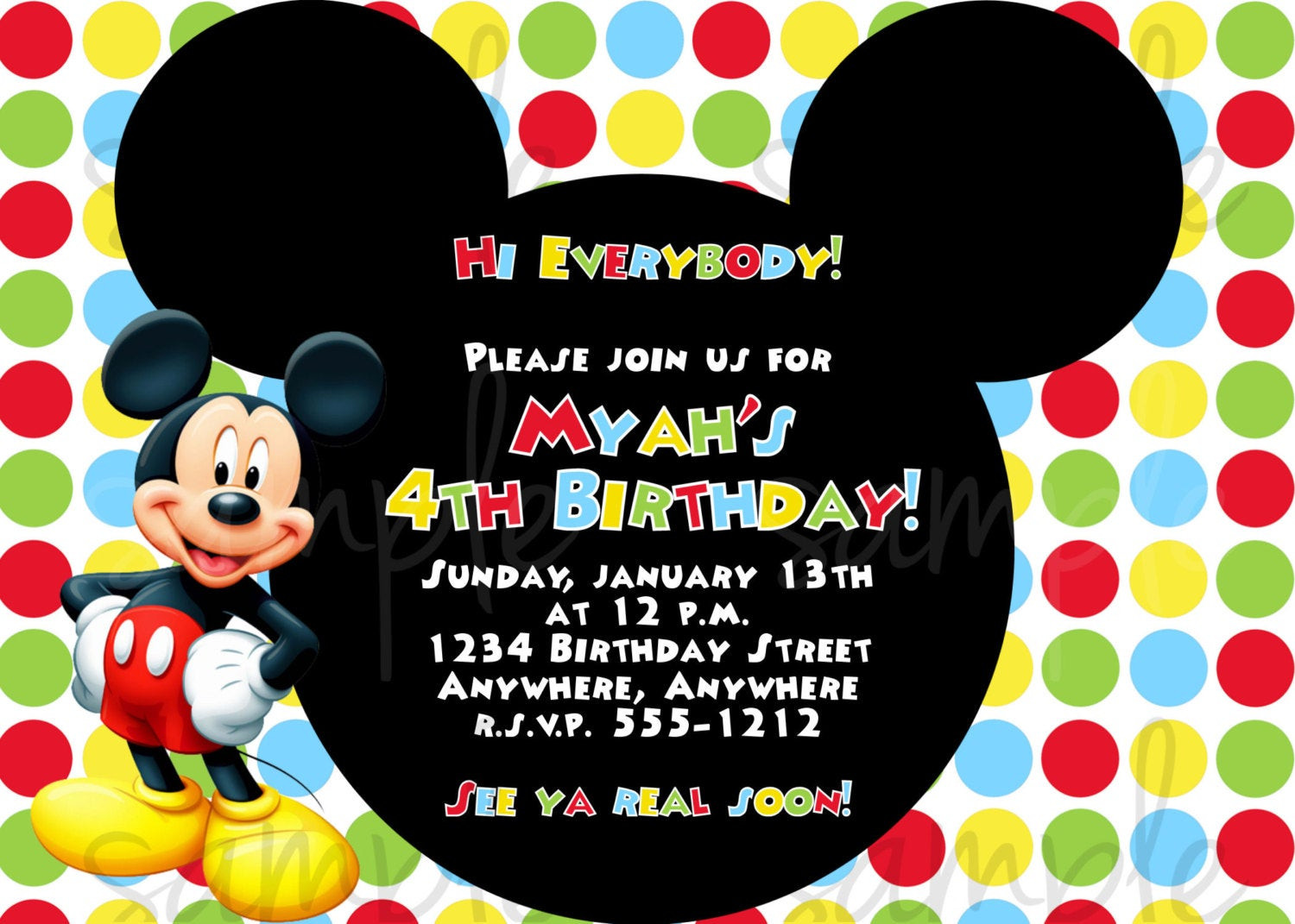 Mickey Mouse Birthday Party Invitations
 Mickey Mouse Birthday Invitation by LoveLifeInvites on Etsy