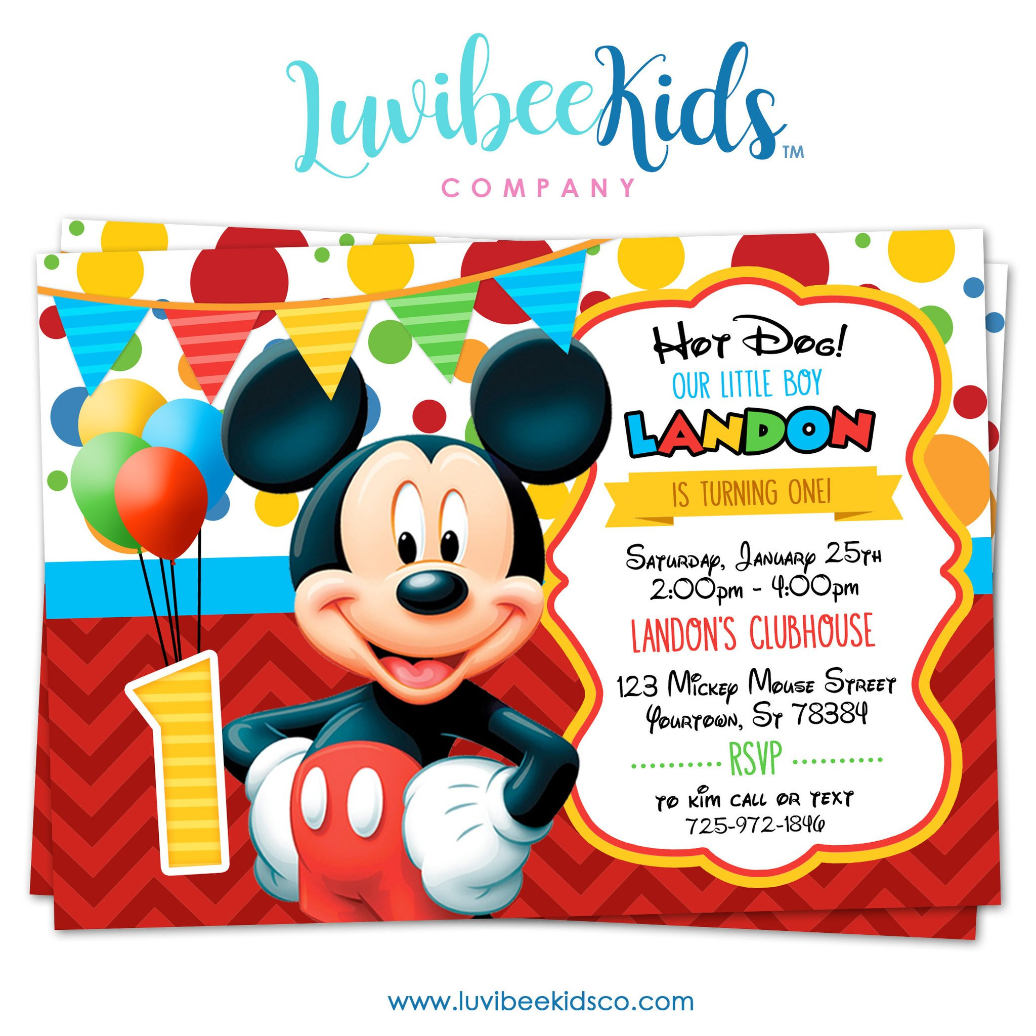 Mickey Mouse Birthday Party Invitations
 Mickey Mouse Birthday Invitation Printable Invite