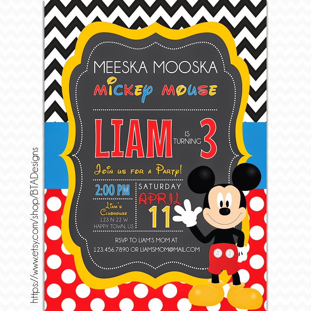 Mickey Mouse Birthday Party Invitations
 Mickey Mouse Inspired Birthday Invitations Free Printable