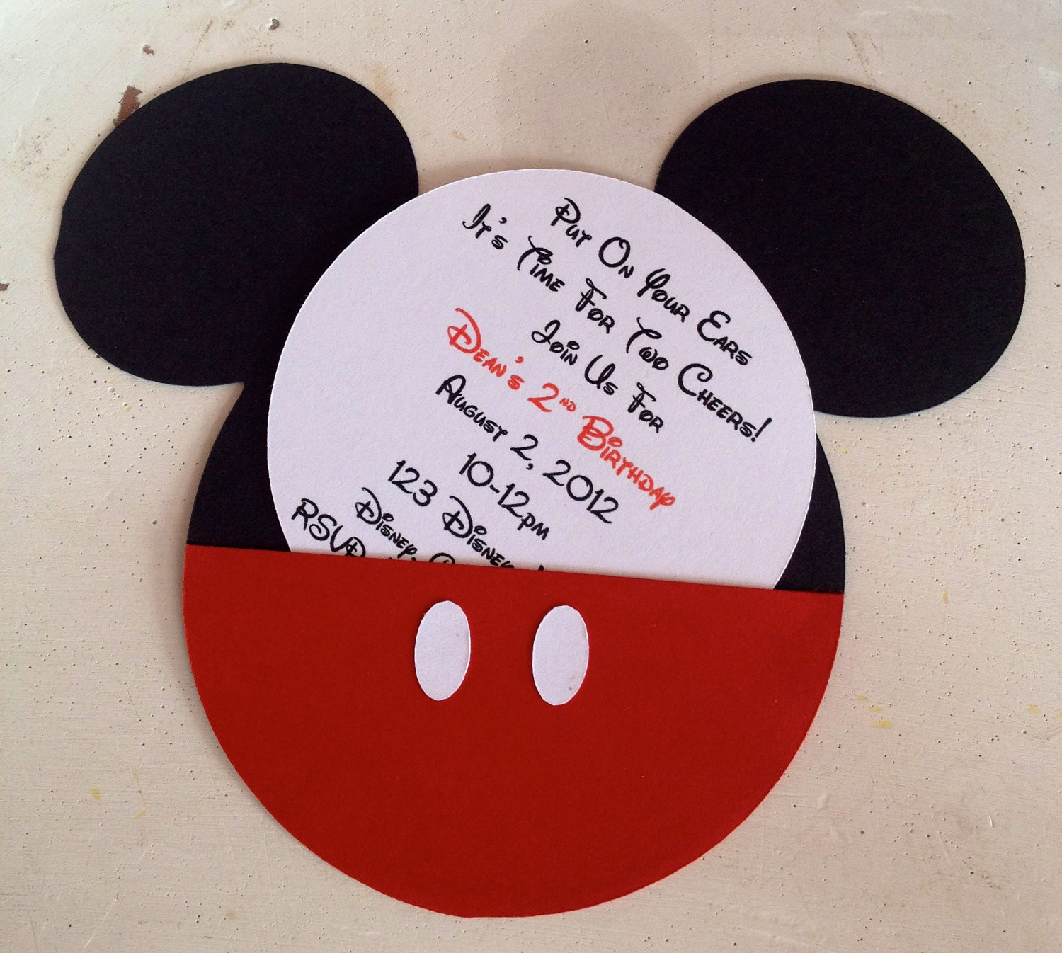 Mickey Mouse Birthday Party Invitations
 Handmade Custom Red Mickey Mouse Birthday Invitations Set of