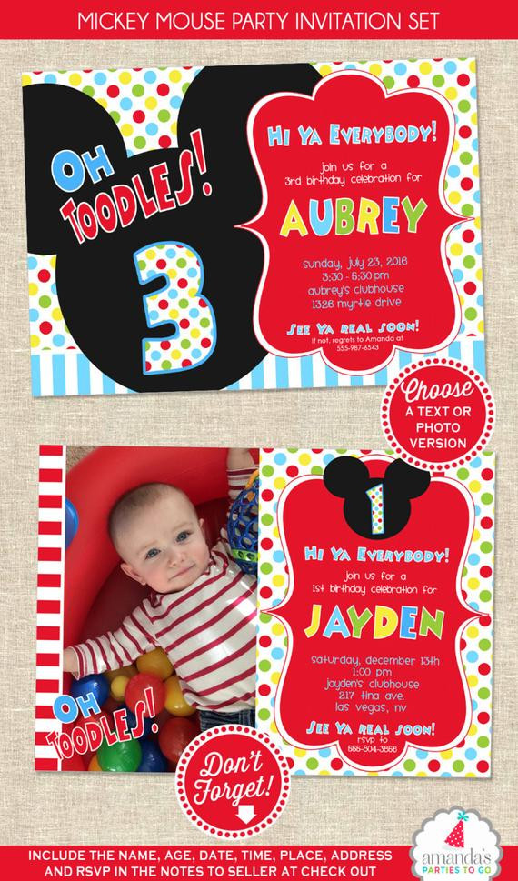 Mickey Mouse Birthday Party Invitations
 Mickey Mouse Birthday Invitation Mickey Mouse Party