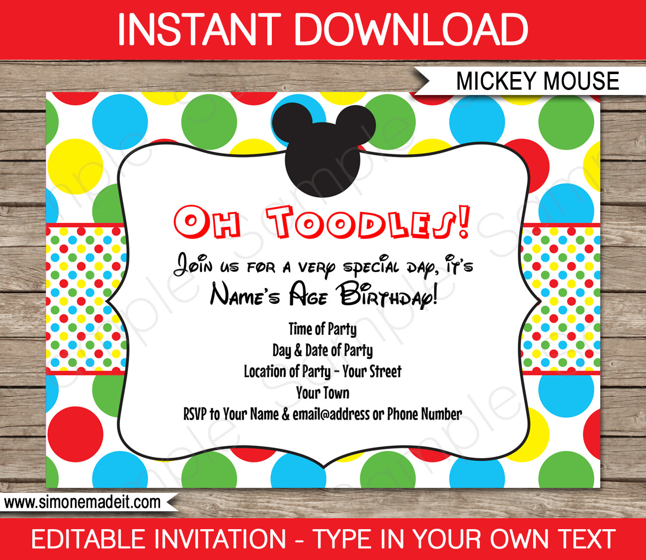 Mickey Mouse Birthday Party Invitations
 Mickey Mouse Party Invitations Template