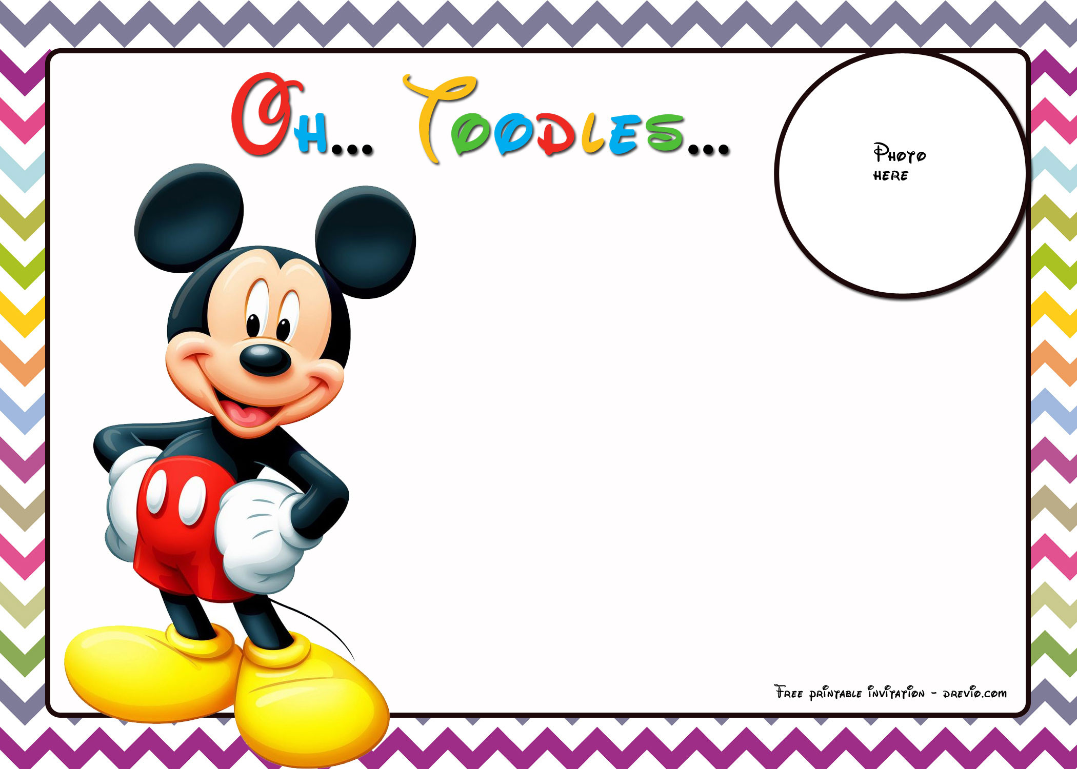 Mickey Mouse Birthday Party Invitations
 FREE Mickey Mouse Birthday Invitations Template Chevron