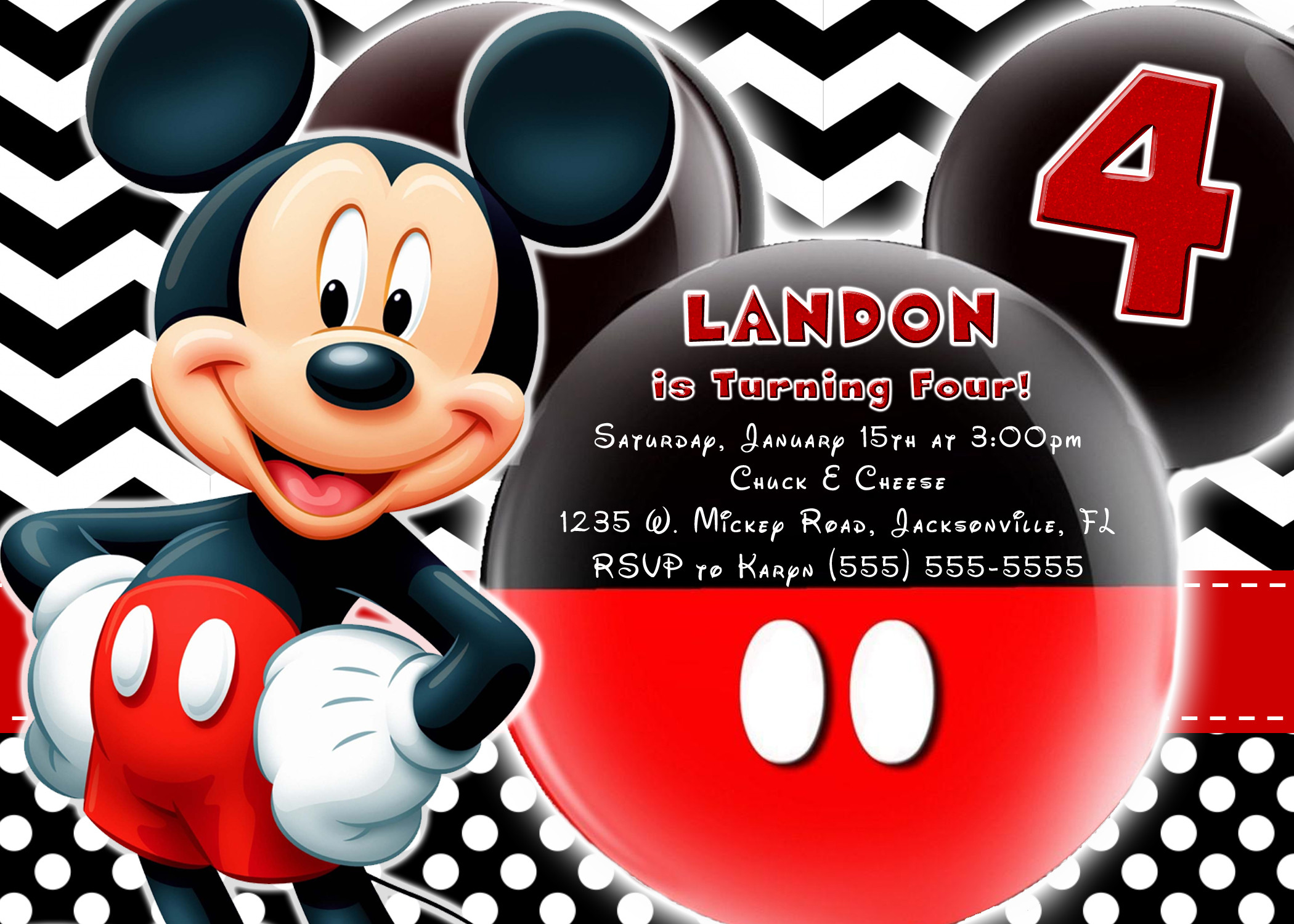 Mickey Mouse Birthday Party Invitations
 Mickey Mouse and Mickey Mouse Clubhouse Birthday